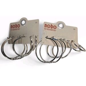 New Hoop Earrings No Boundaries Y2K Style Silver Accent Hinge 6 TOTAL PAIRS